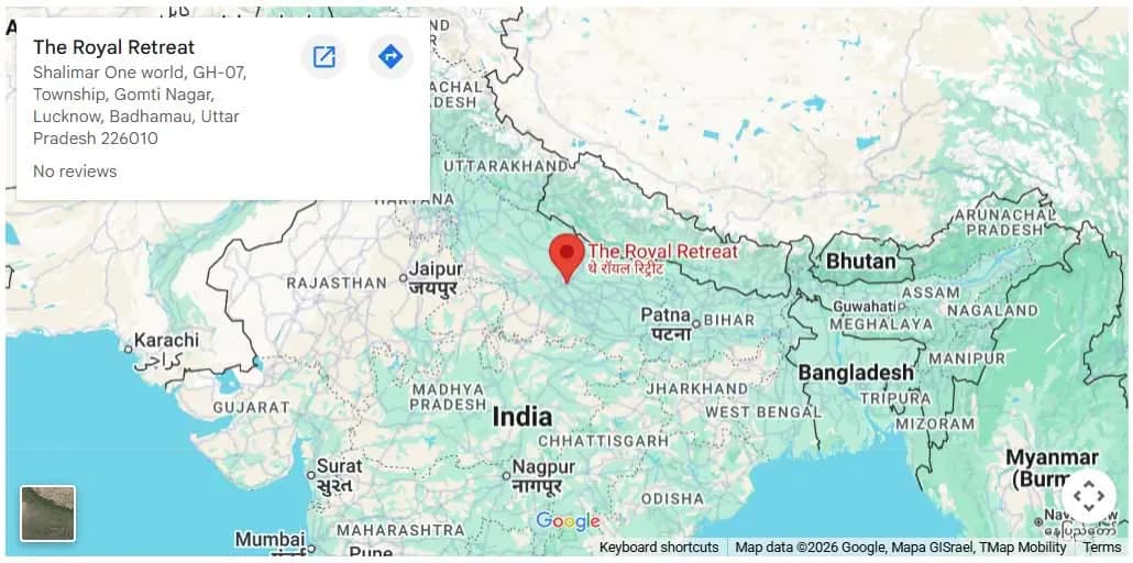 Location map view for The Royal Retreat